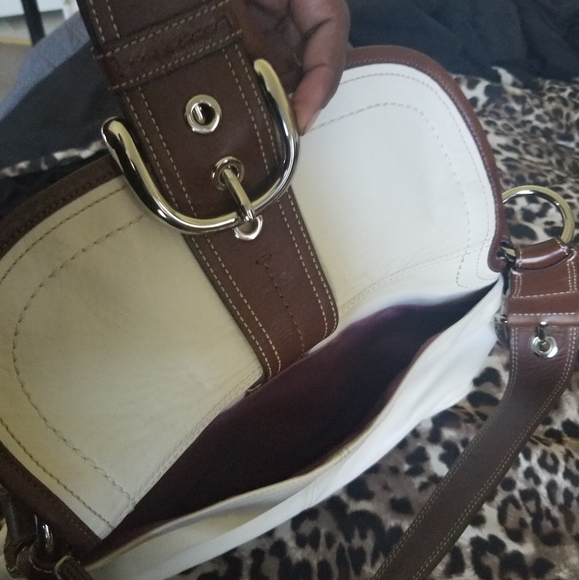 White and brown Coach purse - Picture 2 of 4